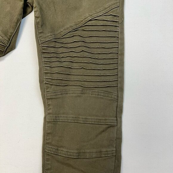 Peek A Boot Socks Womens Biker Moto Jeans Green Pull On Pockets Size Medium - Picture 7 of 10